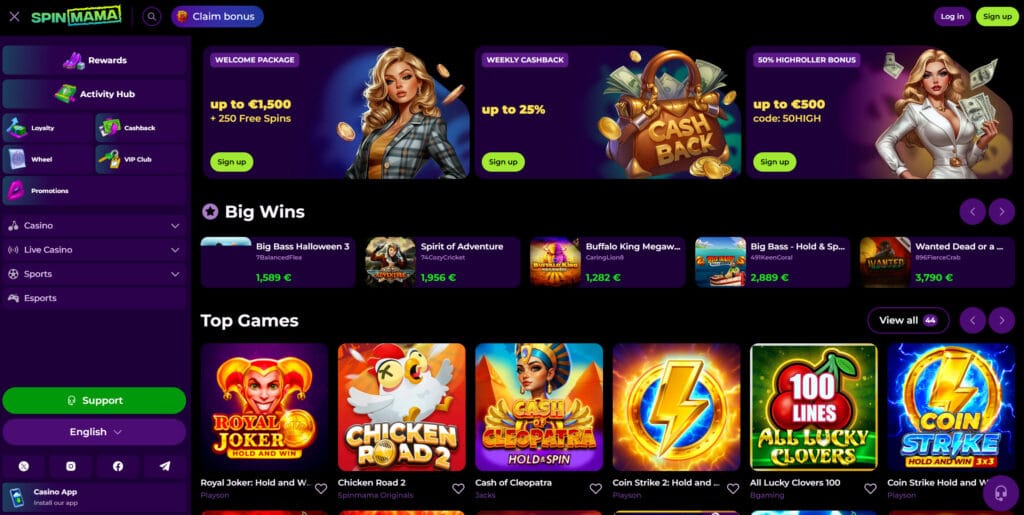 main page spinmama casino